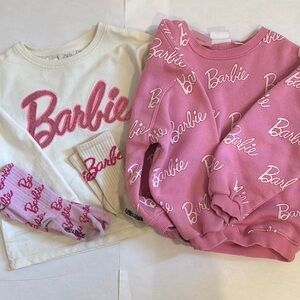 Zara Barbie Sweatshirts & Socks Cream and Pink